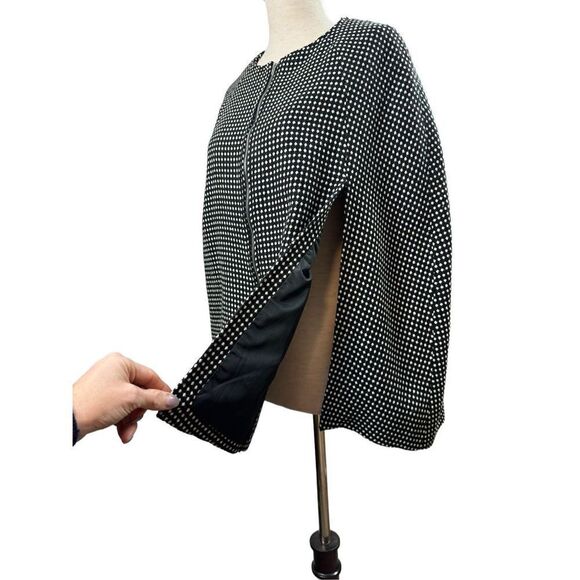 Massie Polka Dot Zip Up Lined Poncho Cloak Cape Size Medium - Picture 4 of 12